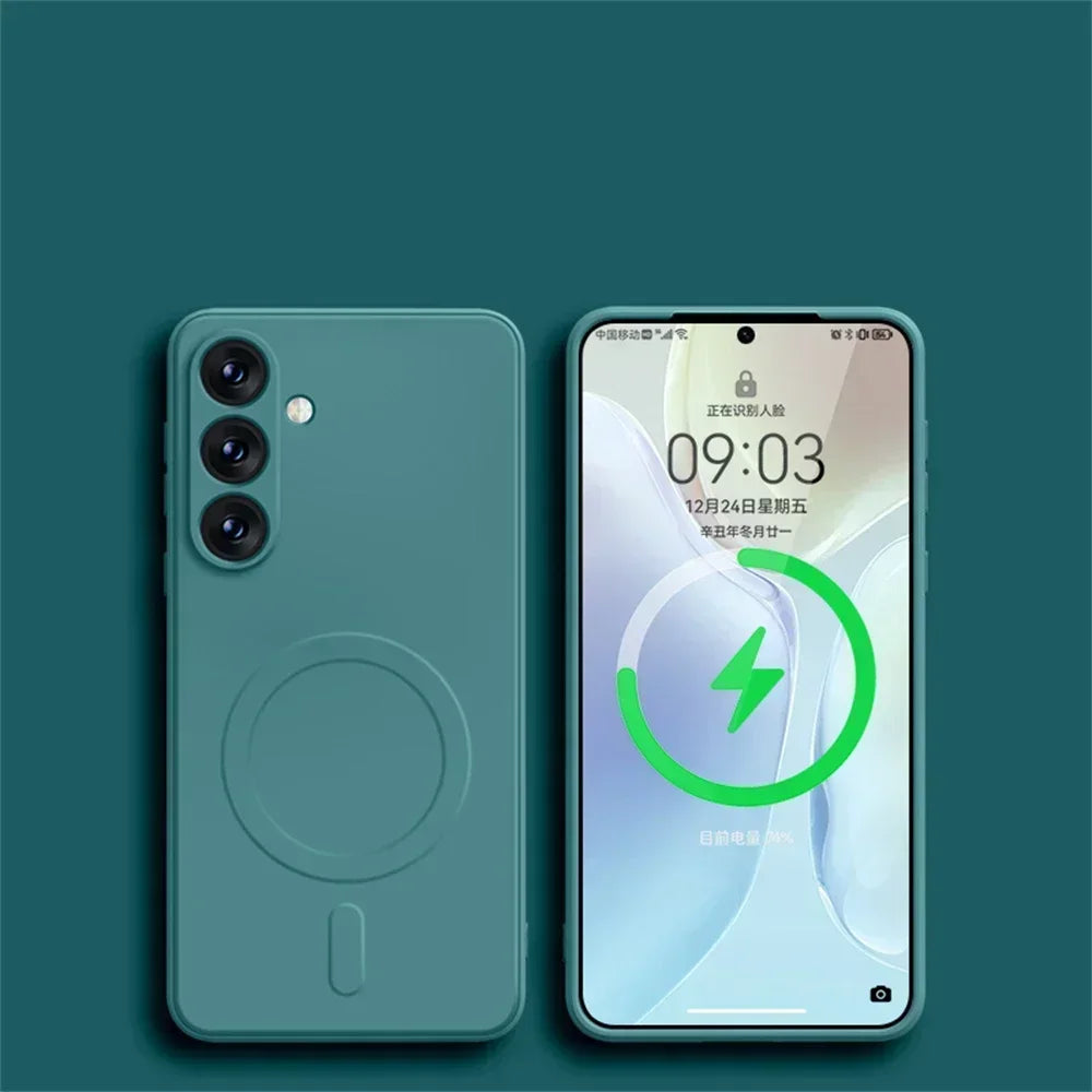 Original Liquid Silicone Magnetic Wireless Charge Case For Samsung Galaxy S25 S24 S23 S22 S21 Ultra For Magsafe Shockproof Cover