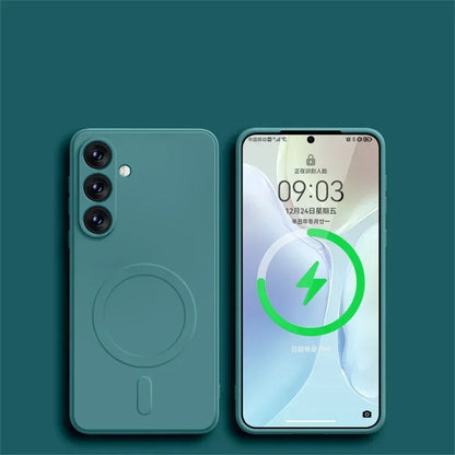 Original Liquid Silicone Magnetic Wireless Charge Case For Samsung Galaxy S25 S24 S23 S22 S21 Ultra For Magsafe Shockproof Cover