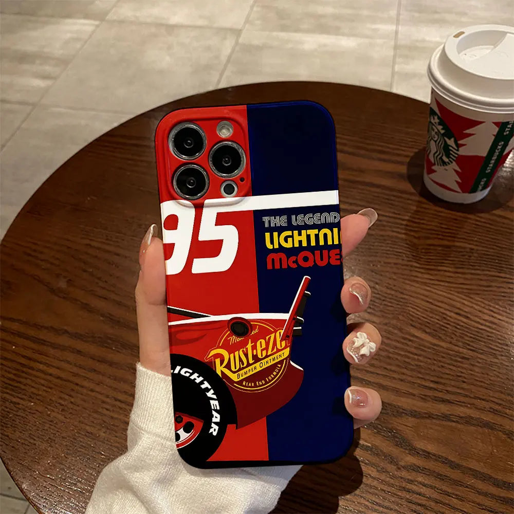 Cars Lightning McQueen 95 Phone Case for iPhone 16 15 14 13 12 11 Pro Max XS XR XSMax 6 7 8 Plus Glossy Film Hard PC Cover