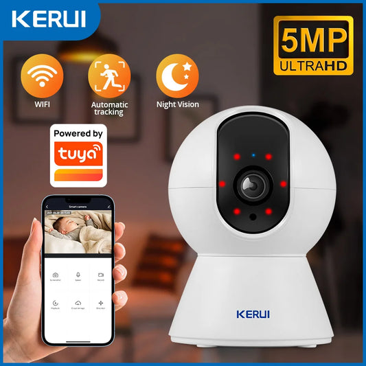 KERUI 5MP 4K WiFi IP Camera Works With Tuya Indoor Wireless Smart Home Security Human Detect Surveillance Camera Auto Tracking