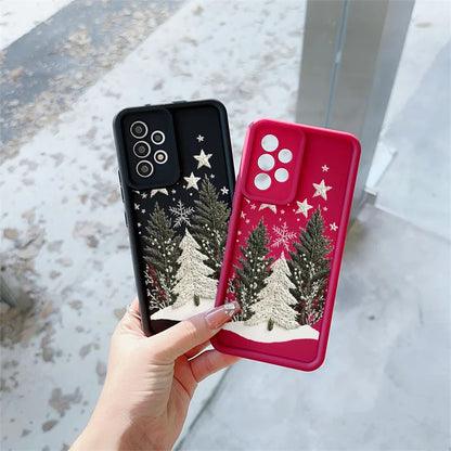 For Samsung Galaxy S25 Ultra S24 S23 FE S22 S21 S20 Plus Note 20 Ultra Shockproof Silicone New Year Christmas Tree Phone Case
