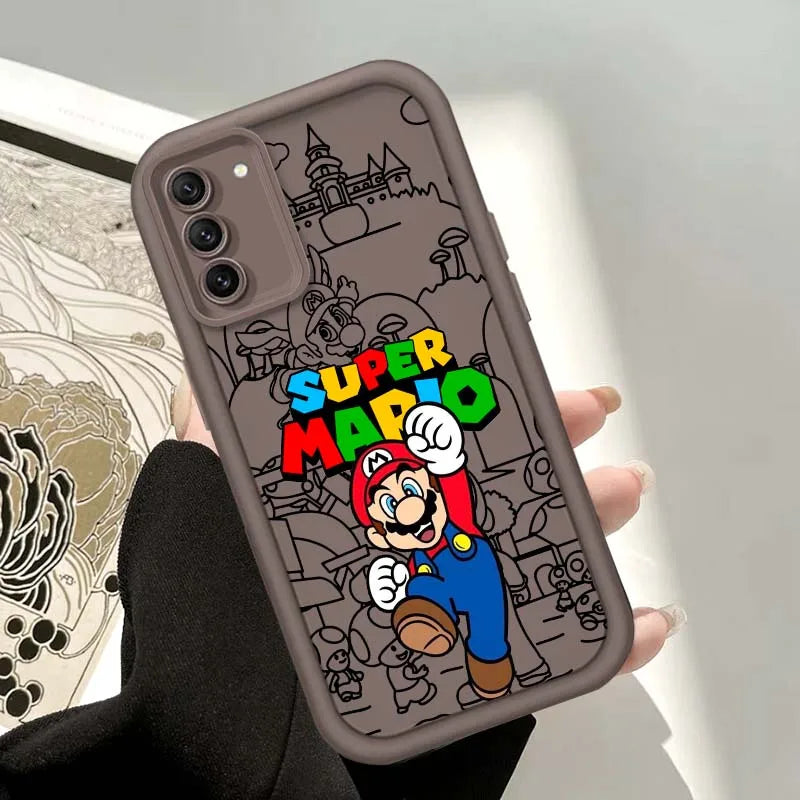 Anime M-Marios Cartoon Phone Case For Samsung Galaxy S25 S24 S23 S22 S21 S20 Ultra Plus FE 5G Eye Ladder Soft TPU Cover