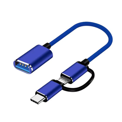 2-in-1 Micro USB USB C to USB3.0 OTG Cable Adapter New Condition Type C Male USB Female Converter MacBook Pro Charging Function