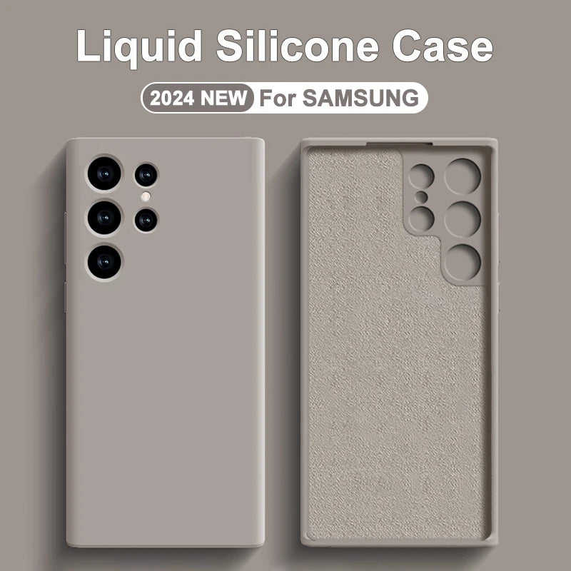 Liquid Silicone Shockproof Case For Samsung Galaxy S24 S23 S22 S21 S25 Ultra A55 A54 A34 A52 5G Accessories Cute Soft Back Cover