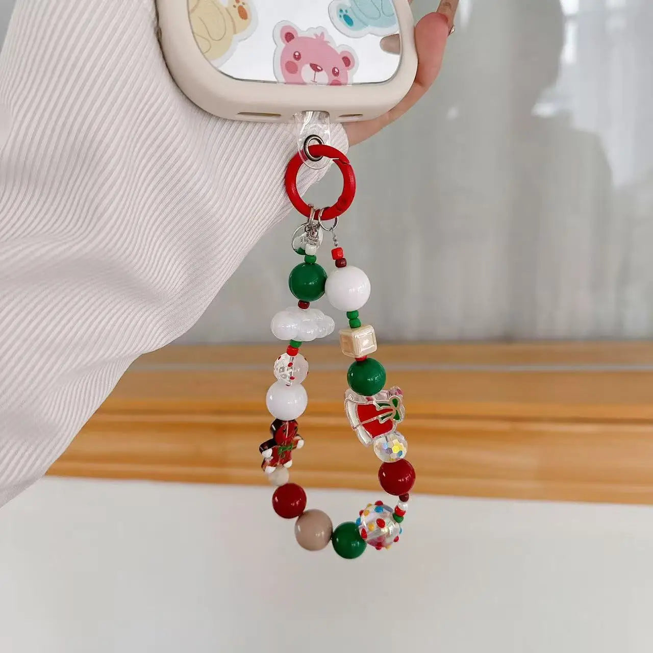 Cute Christmas Phone Chain Pendant Wrist Strap Anti-lost Lanyard Festival For iPhone Decorative Strap Bracelet Phone Accessories