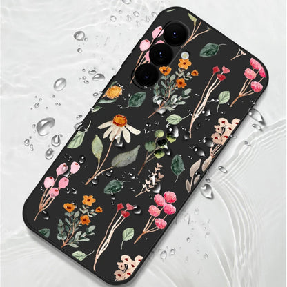 Luxury Flower Print Lanyard Case For Samsung Galaxy A55 A54 5G A35 A25 A15 A14 A34 A52 S21 FE S22 S23 S24 Ultra Silicone Cover