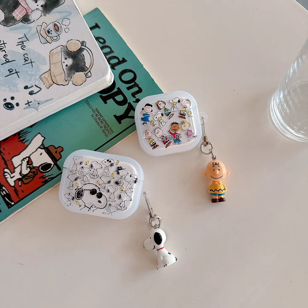 Cute Cartoon Snoopy Charlie Brown Earphone Case For Airpods 4 1 2 3 Pro 2  Wireless Bluetooth Headset Protective TPU Cover