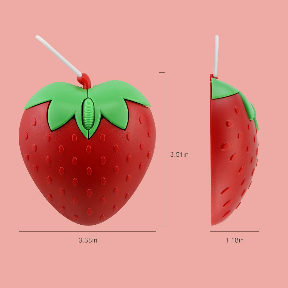 Pink Strawberry Small Optical Mouse Cute Creative Cartoon PC Computer Office Mice Girls Gift Mause for Office Laptop Desktop