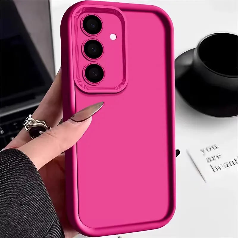 Candy Color Phone Case For Samsung S25 S24 S23 S22 Ultra Plus S21 S24 FE A55 A34 A15 A35 A52 A53 A54 A16 5G Soft Silicone Cover