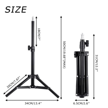 LED Selfie Ring Light 3 modes Dimmable Photography Lamp with 50cm Tripod Remote control For Phone Video Live Makeup Fill Light