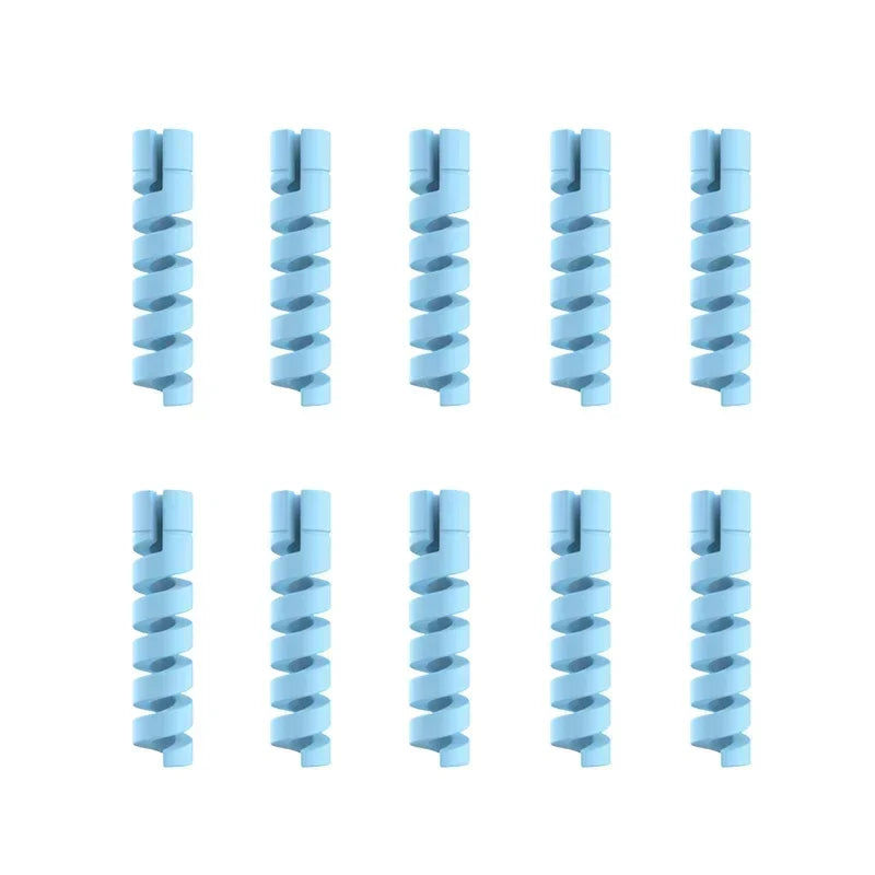 10pcs Silicone Data Cables Protector Winder Pipe Flexible Phone Charge Cable Spiral Winder Cords For Phone USB Charger Wires
