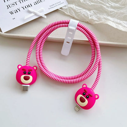 New Cartoon Charger Cable Protector for IPhone 15 14 13 12 18W 20W Charger Protection Cover Stitch Data Line Winder Protective