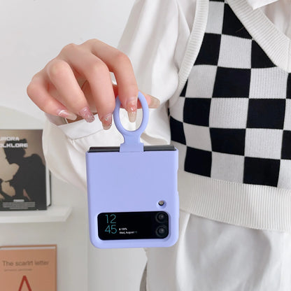 Liquid Silicone Ring Holder Case for Samsung Galaxy Z Flip 3 4 5G Flip4 Flip3 Flip2 Flip1 Foldable Full Protection Fashion Cover