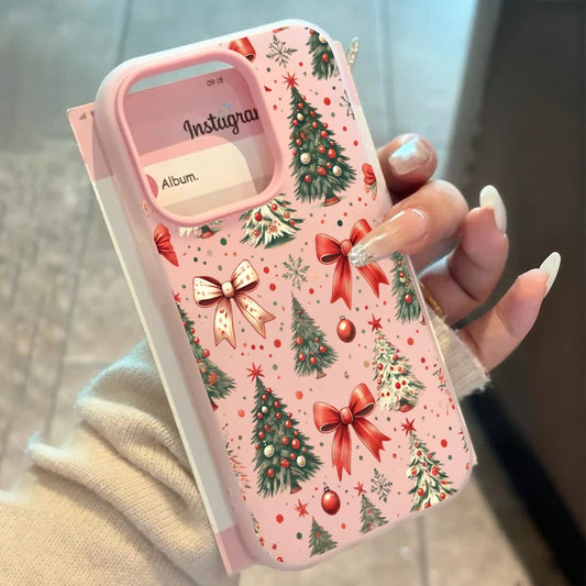 Christmas Tree Red Bow Pattern Phone Case for Xiaomi Redmi Note 14 13 12 Pro Plus 5G 12S 11 10 Redmi 14C 13C 2-in-1 Matte Cover