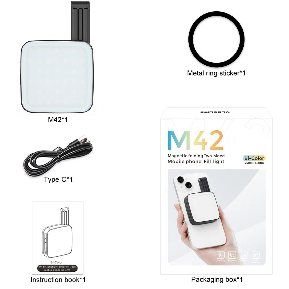 Magnetic Cell Phone Photography Fill Light Live Video Recording Mini Ultra-thin LED Selfie Beauty Pocket Light
