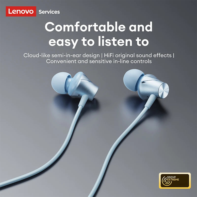 Lenovo Wired Earphone 3.5mm TypeC Semi-in-Earphones For Xiaomi Samsung Huawei Mobile Phones Tablets Desktops Laptops Headphones
