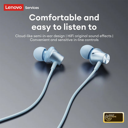 Lenovo Wired Earphone 3.5mm TypeC Semi-in-Earphones For Xiaomi Samsung Huawei Mobile Phones Tablets Desktops Laptops Headphones
