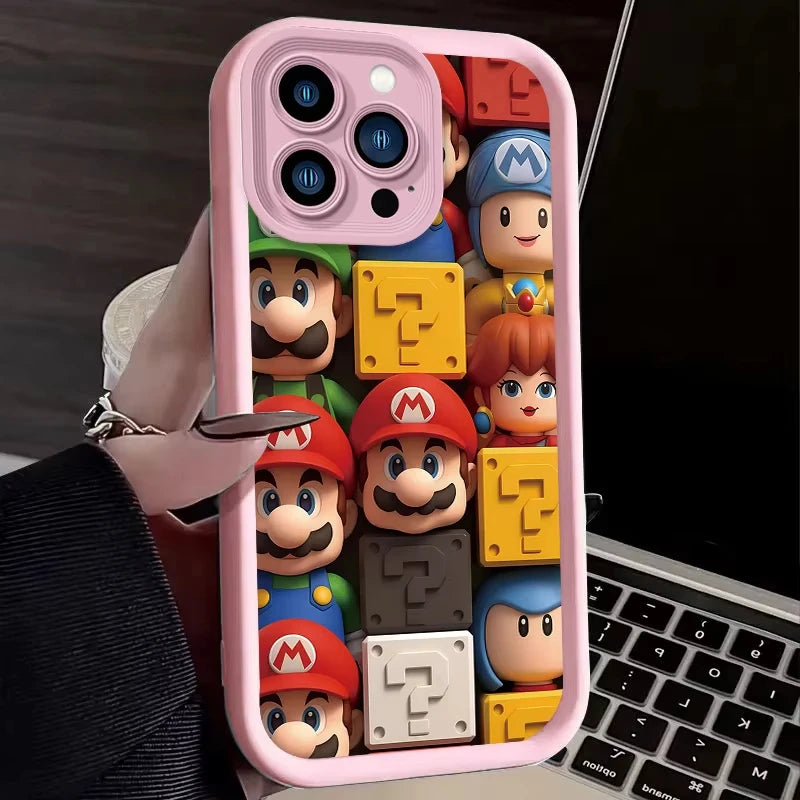 Lovely S-Super M-Mario Bros Phone Case For iPhone 16 15 14 13 12 11 Pro Max XS Max XR 7 8 Plus Shockproof Silicone Soft Cover