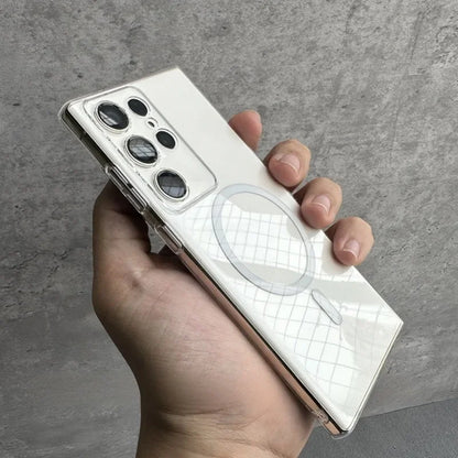 Glossy Transparent Ultra Thin PC Magsafe Case for Samsung Galaxy S25 S24 S23 Ultra S22 Plus Wireless Charging S25 Plus Cover