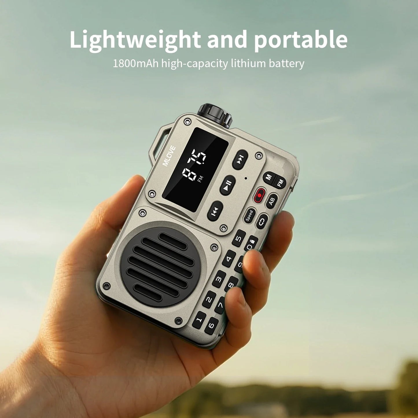 MLOVE BV800P Portable Bluetooth Speaker with FM Radio, MP3 Player, USB/TF Card, AUX & Antenna – All-in-One Audio for On-the-Go