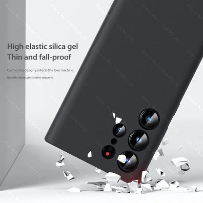 Liquid Silicone Shockproof Case For Samsung Galaxy S24 S23 S22 S21 S25 Ultra A55 A54 A34 A52 5G Accessories Cute Soft Back Cover