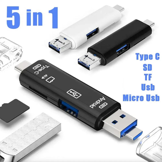 New 5 in 1 Multifunction USB 2.0 Type C USB Micro USB SD TF Memory Card Reader for Android Computer Dock OTG Type C Adapter