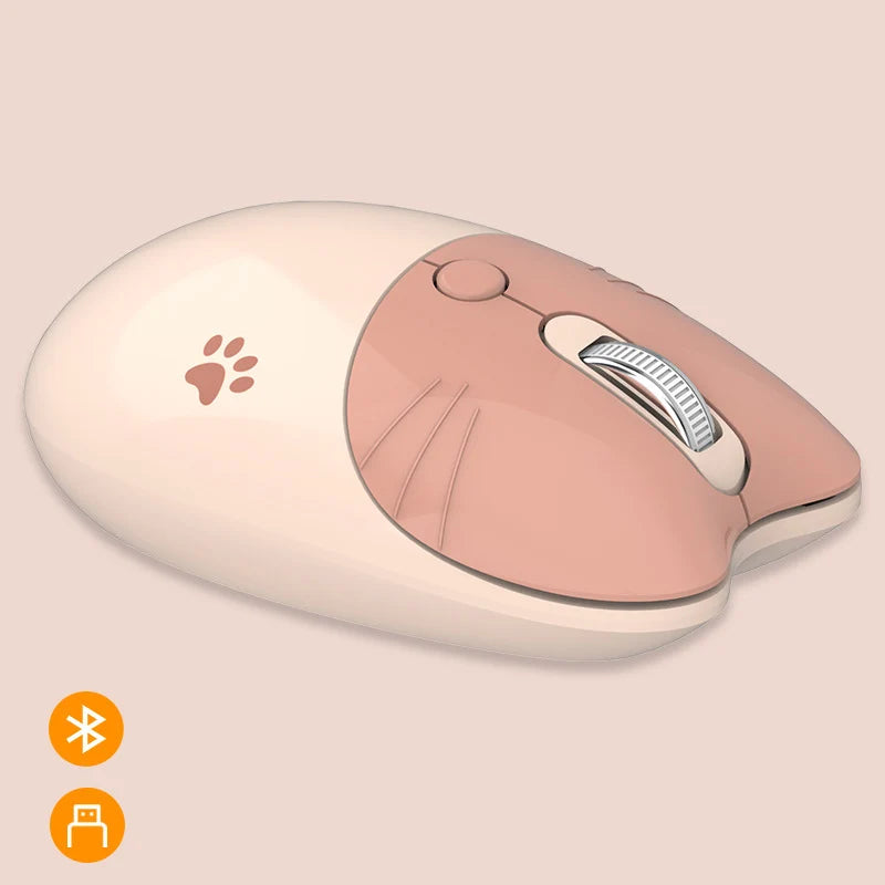 Pink Wireless Cute Meow Mouse Cartoon Silent Optical Ergonomic 1600DPI Mause Computer USB Gamer Mice For Laptop PC Gifts