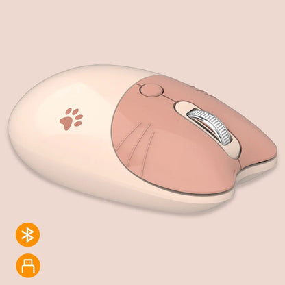 Pink Wireless Cute Meow Mouse Cartoon Silent Optical Ergonomic 1600DPI Mause Computer USB Gamer Mice For Laptop PC Gifts