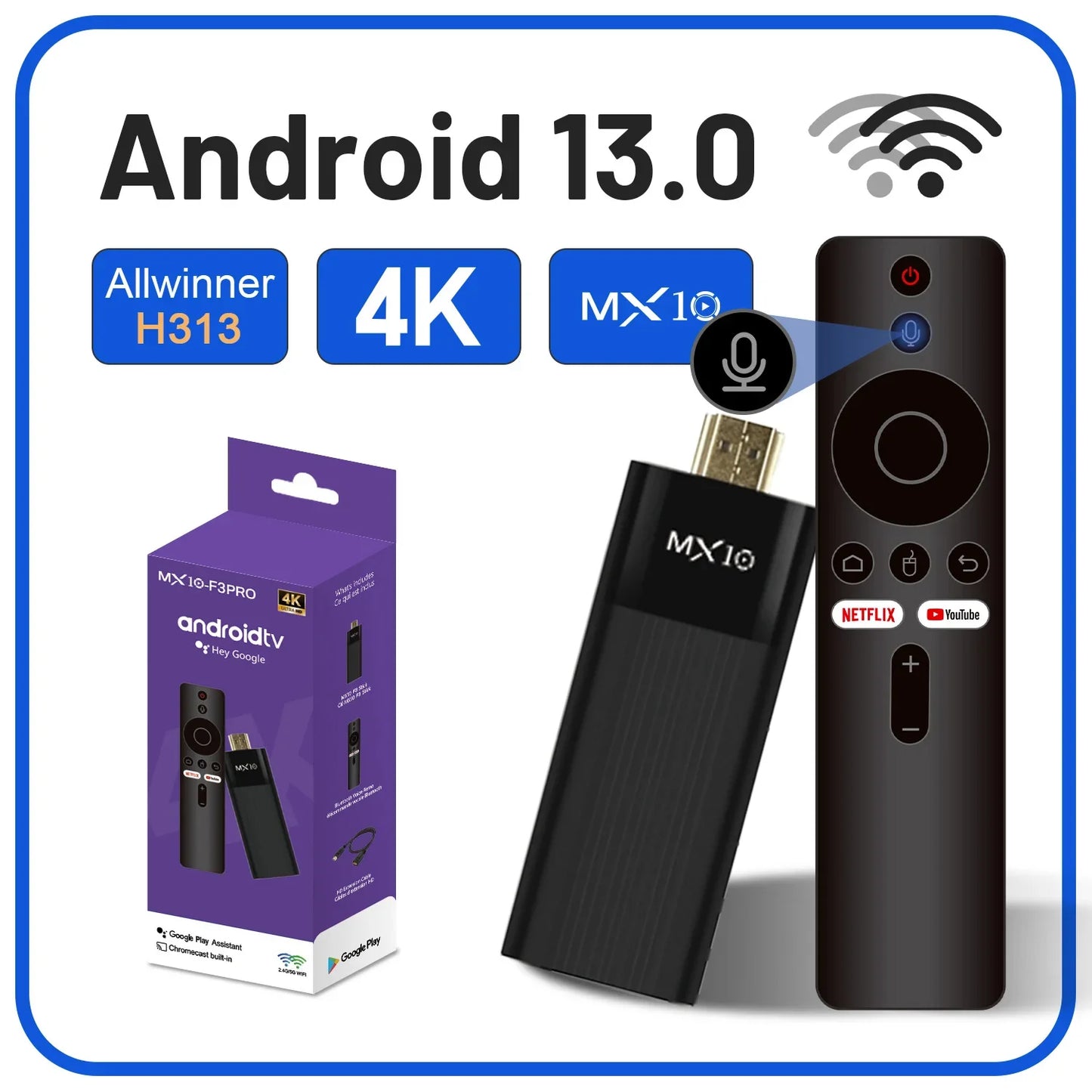 4K MX10 F3 PRO TV Stick 4k Fire TV Stick  TV Remote Control Android TV Stick Quad Core Firestick 4k