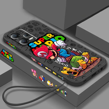 S-Super M-Marios B-Bros Liquid Left Rope For Xiaomi Redmi Note 13 12 12S 12R 11 11T 11S 10 10S Pro Plus 5G Back Phone Case