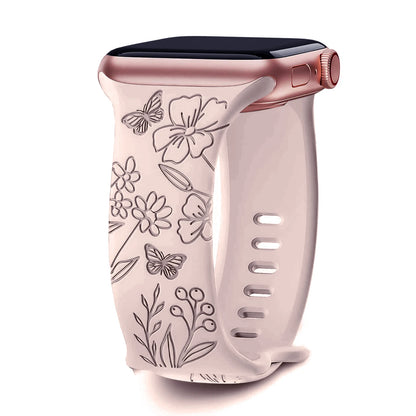 Strap For Apple Watch Band 40mm 44mm 41mm 49mm 45mm 46mm 42mm Silicone Engraved Bracelet iwatch Series ultra 2 10 9 SE 8 7 6 5 4