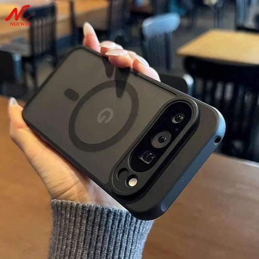For Google 9A Magsafe Case Slim Matte Carbon Fiber Wireless Charging Cover for Google Pixel 9 Pro XL 8A 8 Pro Armror Back Cover