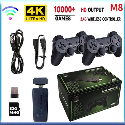 Video Game Sticks M8 Console 2.4G Dual Wireless Controller Game Stick 4K 10000 games 64GB Retro game For Xmas Gift