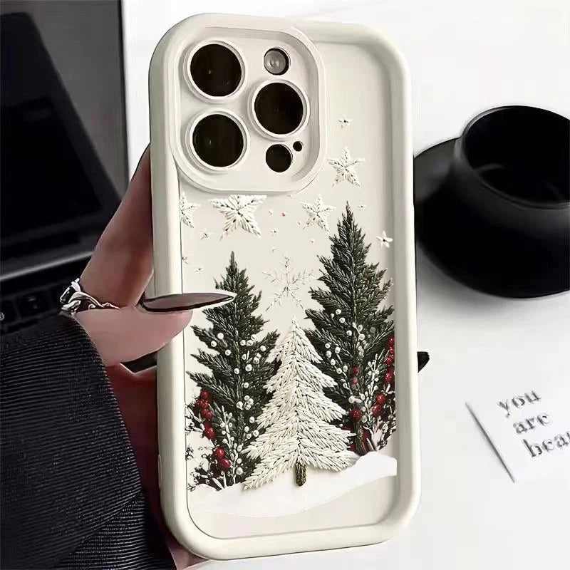 Christmas Tree New Year Case For IPhone 17 14 15 16 Pro Max Plus 16E 12 13 Mini 17 Air Silicone Full Protection Shockproof Shell