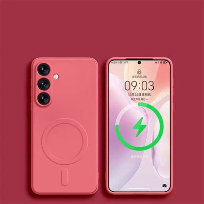 Original Liquid Silicone Magnetic Wireless Charge Case For Samsung Galaxy S25 S24 S23 S22 S21 Ultra For Magsafe Shockproof Cover