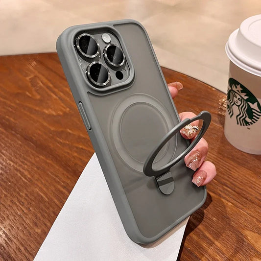 Luxury Magsafe Wireless Charging Case For iPhone 1116 12 13 14 15 Pro Max Plus Magnetic Ring Bracket Camera Protection Cover