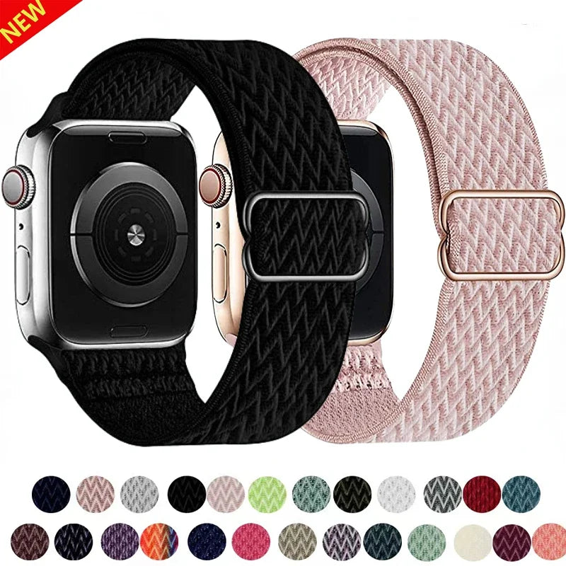 Nylon Loop Strap For Apple Watch 49mm 45mm 41mm 44mm 42mm 46mm Adjustable Elastic Belt iWatch Ultra 3/2 11 10 9 8 7 6 5 SE3 Band