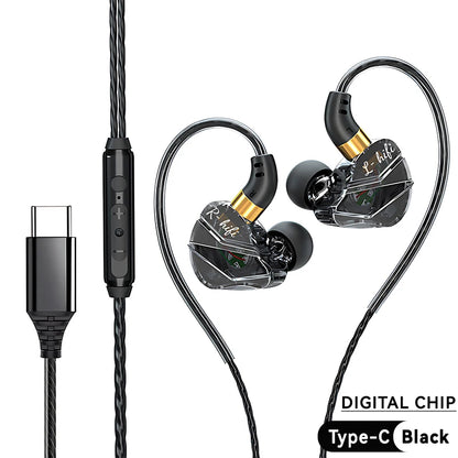 9D Surround HIFI Heavy Bass Headset 3.5MM/Type-C Digital Chip With Mic In-Ear Wired Headphones Music Sports For Samsung Android