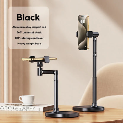 MoZhao Phone Desktop Stand Live Broadcast Overhead Adjustable Lifting Telescopic Selfie Rotating Aluminum Alloy Support Frame