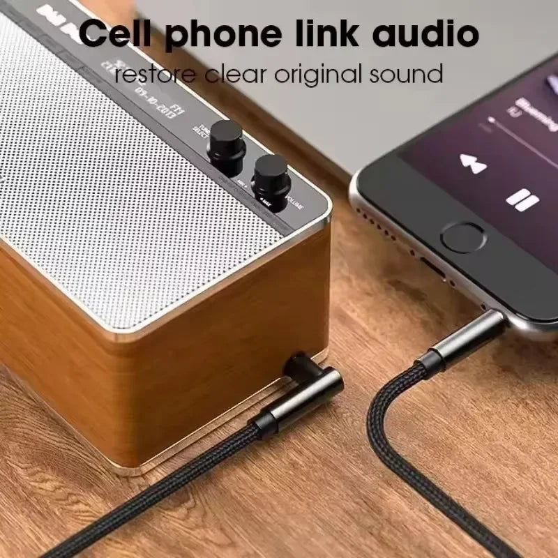 90 Degree Elbow Universal 3.5mm Jack Audio Cable Braided Speaker Aux Wire Male To Male Speaker Aux Line for Samsung Xiaomi Cord