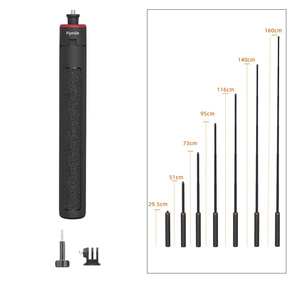 Flymile Action 5 Pro Tripod Adjustable Selfie Stick Long Hand Grip Vlgo Travel Stand for DJI OSMO 360/Action 4 Accessories