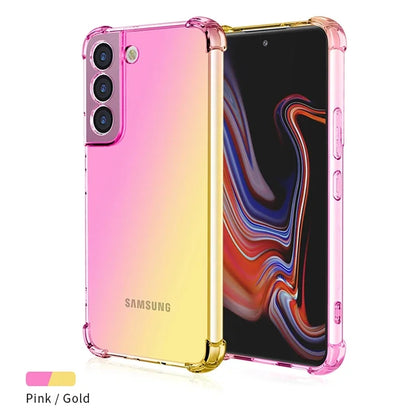 Gradient Airbag Shockproof TPU Case for Samsung Galaxy S25 Edge S24 S23 FE S23 Ultra S22 Plus S21 Protective Cover Funda Coque