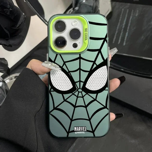 Marvel Superhero Spider-Man Case for iPhone 16 12 13 mini 11 14 15 Pro Max XR 8 Plus Hard Plastic Shockproof Cover for Men Boys