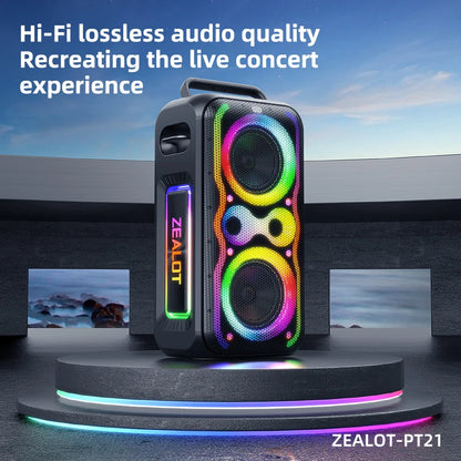 ZEALOT-PT21 200W Portable Bluetooth Speaker, Wireless Speaker IPX5 Waterproof Bluetooth Speakers with Subwoofer，Bass Boost