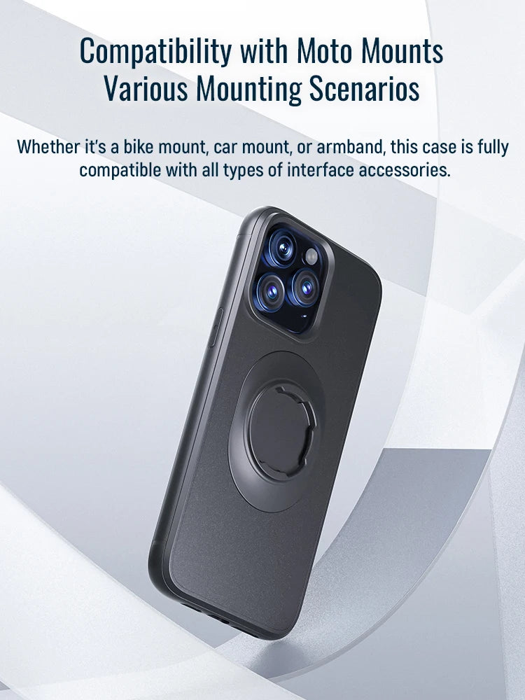 Shockproof Case for iPhone 17/16/15/14Plus/13/12/11Pro/XsMax/XR Quad-style Motorbike/Bike Holder/Car Mount with Lock-in Design