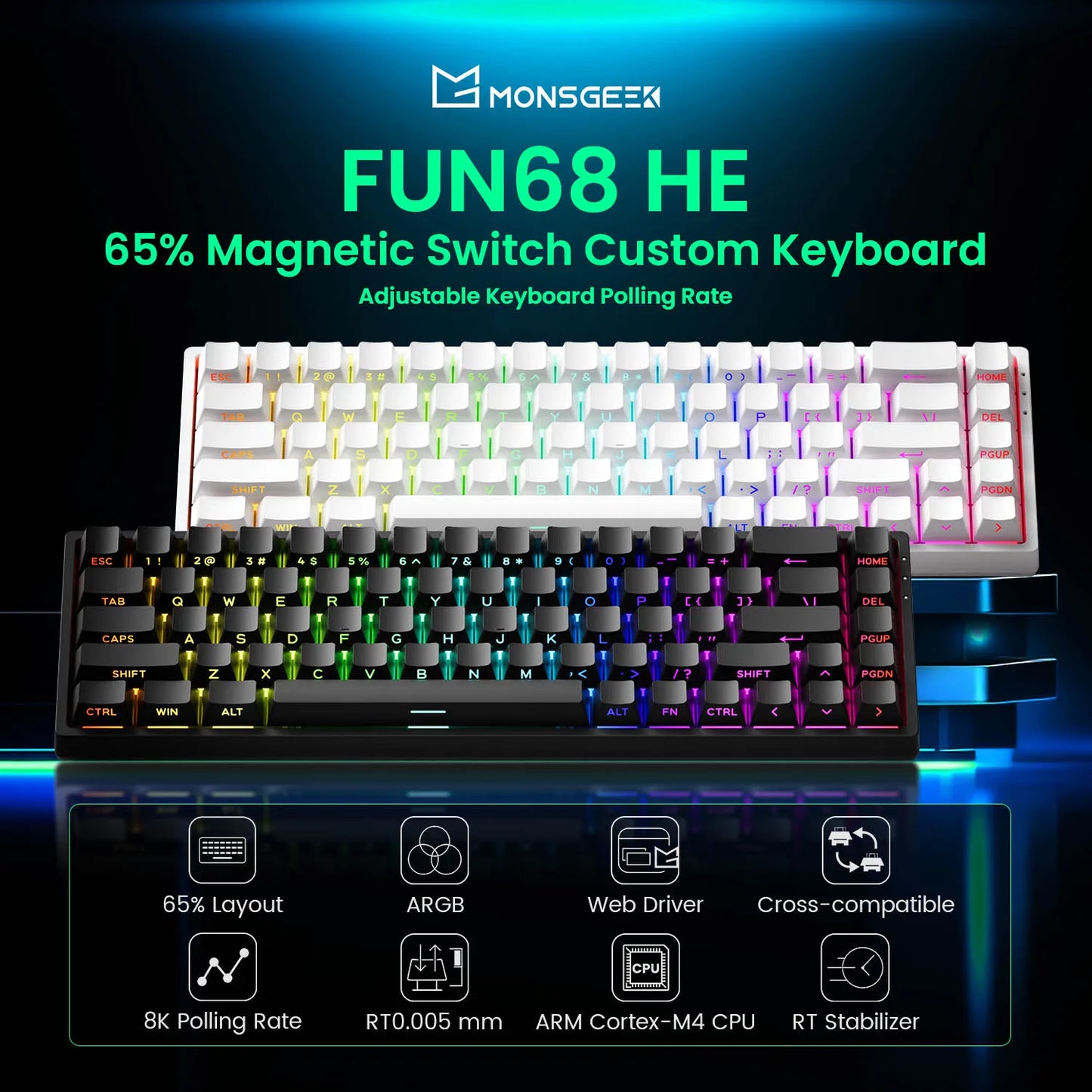 Akko MonsGeek FUN68 FUN60 PRO&MAX  HE Magnetic Keyboard 60% 65% Gaming Keyboards Rapid Trigger 8K Custom Keyboard Gamer Esports