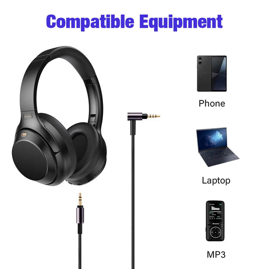3.5mm Jack Aux Cable For Sony WH 1000 XM2 XM3 XM4 XM5 H900N 800 MDR 1000x ATH MSR7 Headphones 90 Degree HIFI Audio Mic Connecter