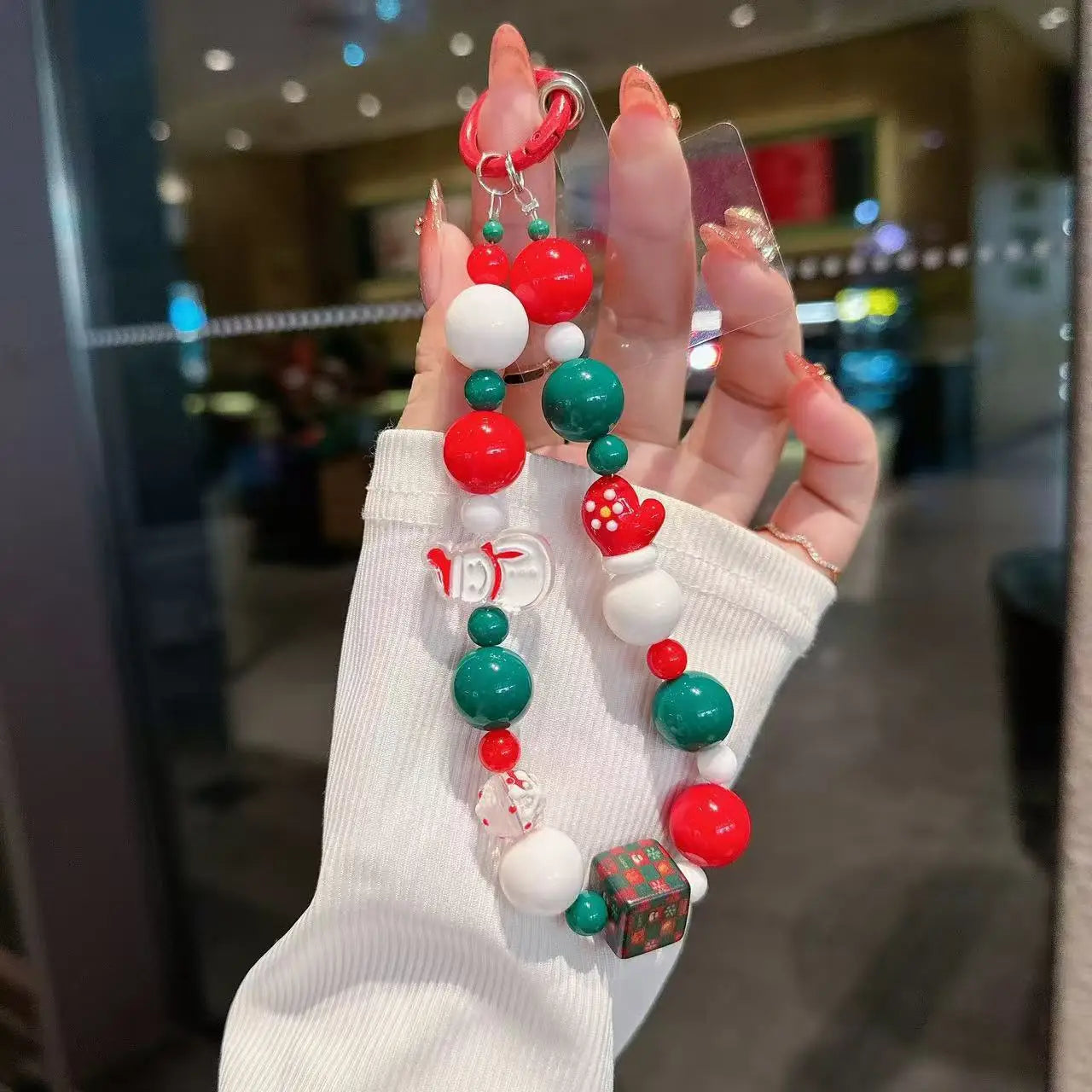 Cute Christmas Phone Chain Pendant Wrist Strap Anti-lost Lanyard Festival For iPhone Decorative Strap Bracelet Phone Accessories