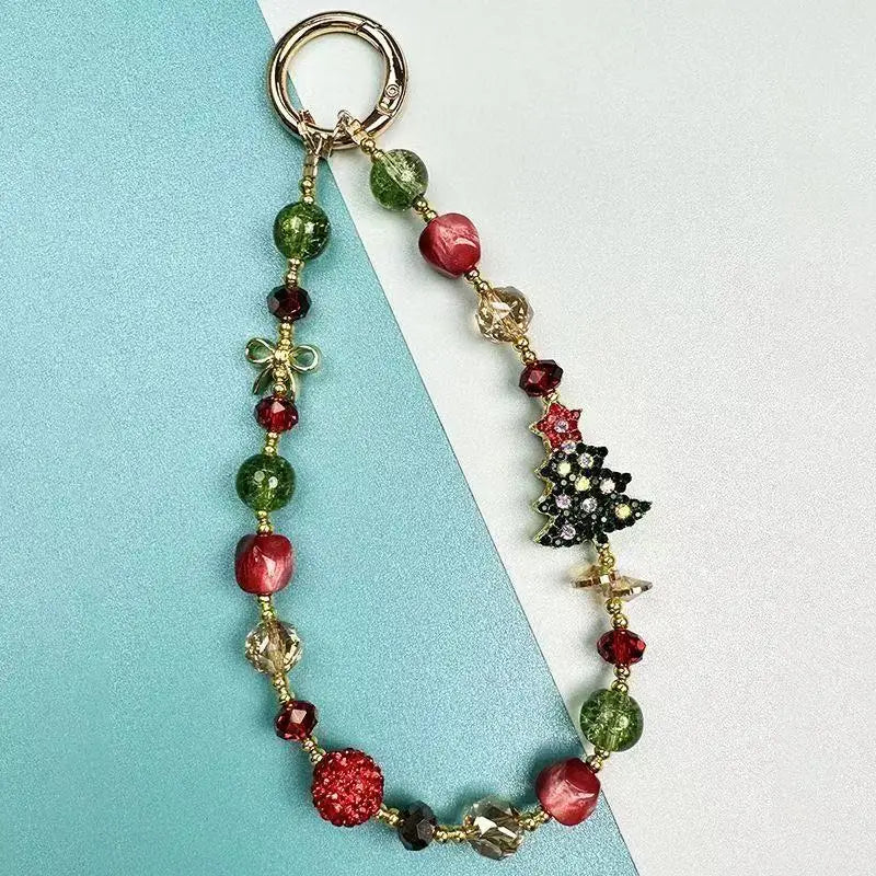 Cute Christmas Phone Chain Pendant Wrist Strap Anti-lost Lanyard Festival For iPhone Decorative Strap Bracelet Phone Accessories