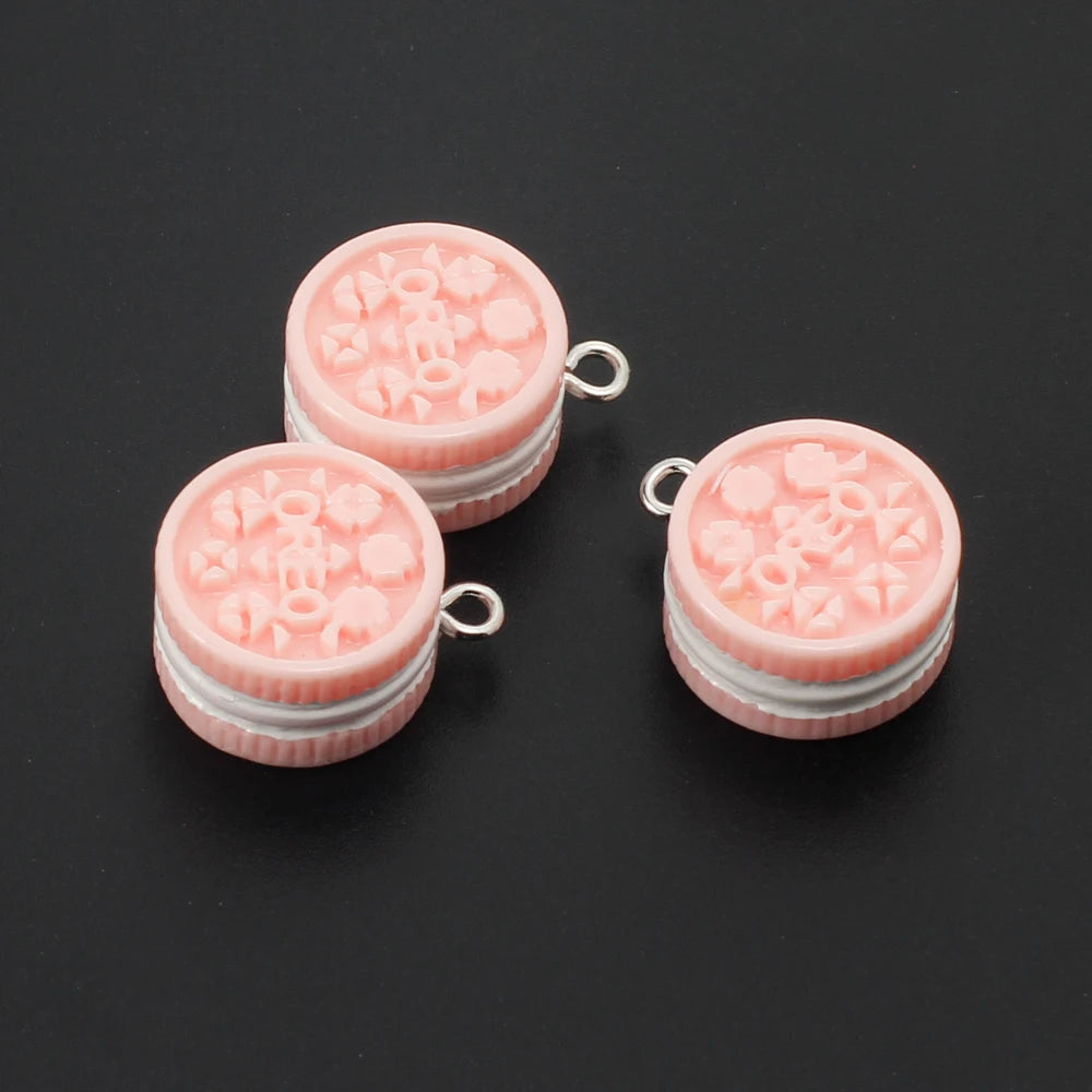 10pcs Macaron Biscuits Cookies Resin Charms Chocolates Snacks Food Pendants for Earrings Keychain Diy Jewelry Making Supplies
